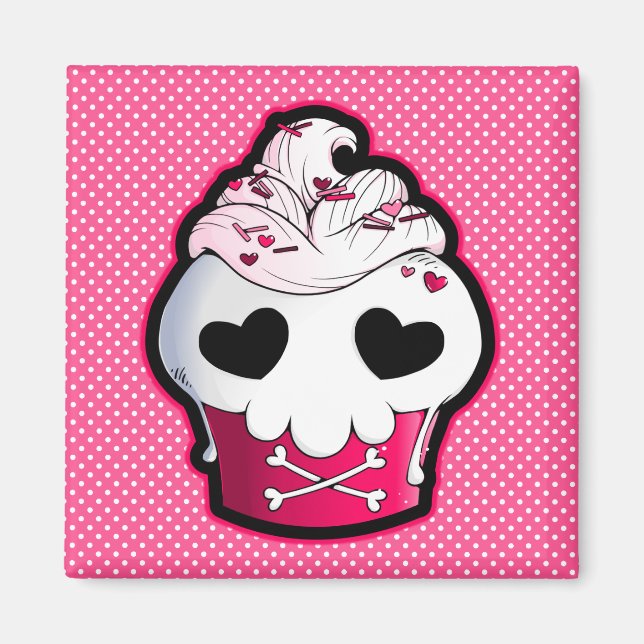 Rosa Skull Cupaka Magnet (Framsidan)