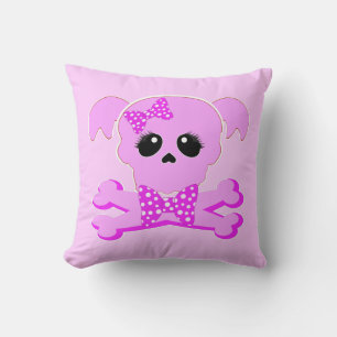Rosa Skull Girl Kudde