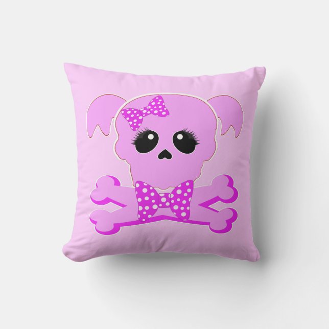 Rosa Skull Girl Kudde (Framsida)