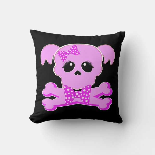 Rosa Skull Girl Kudde (Framsida)