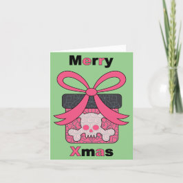 Rosa Skull God jul nuvarande mappat Helgdag-kort Helgkort
