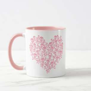 Rosa Skull Heart Mugg