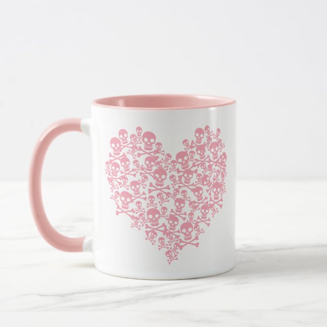 Rosa Skull Heart Mugg (Vänster)