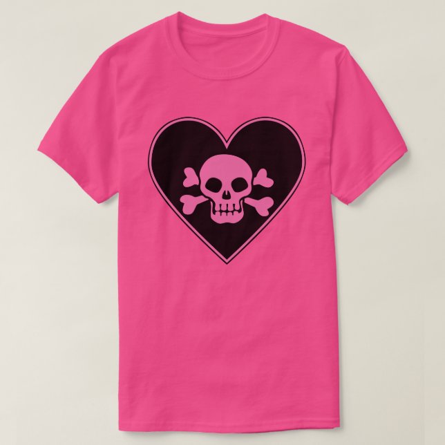 Rosa Skull i hjärtat T Shirt (Design framsida)