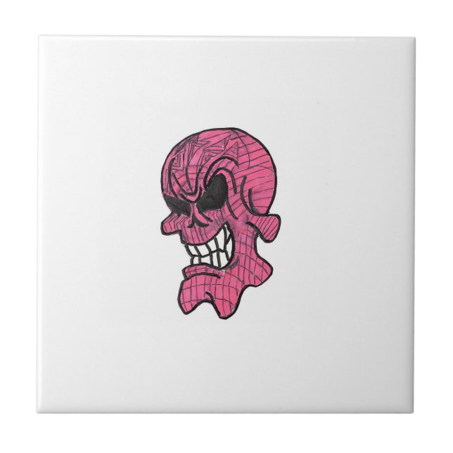 Rosa Skull keramiska plattor Kakelplatta (Framsidan)