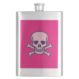 Rosa Skull-kolv av rostfritt shock rosa Fickplunta