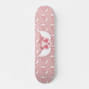 Rosa Skull med Vingar skateboard