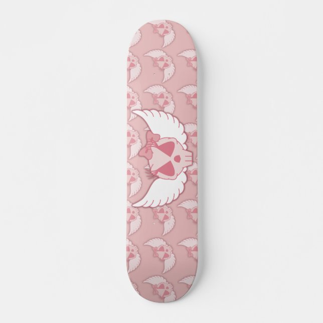 Rosa Skull med Vingar skateboard (Framsida)