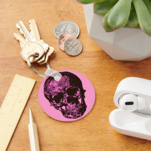 Rosa Skull Nyckelring