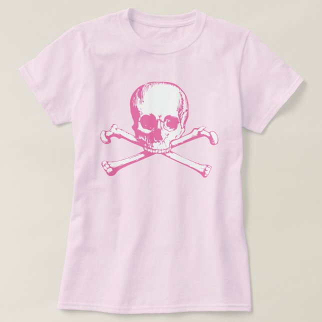 Rosa Skull och korsben T-Shirt (Design framsida)