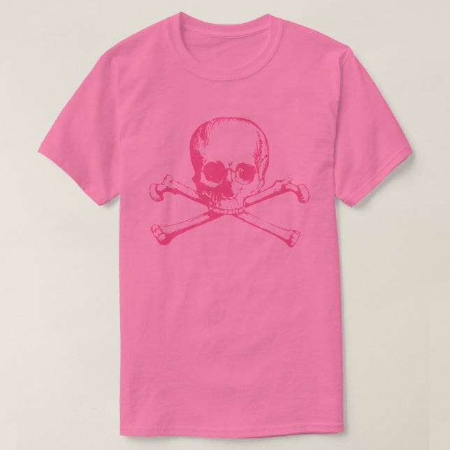 Rosa Skull och korsben T-Shirt (Design framsida)