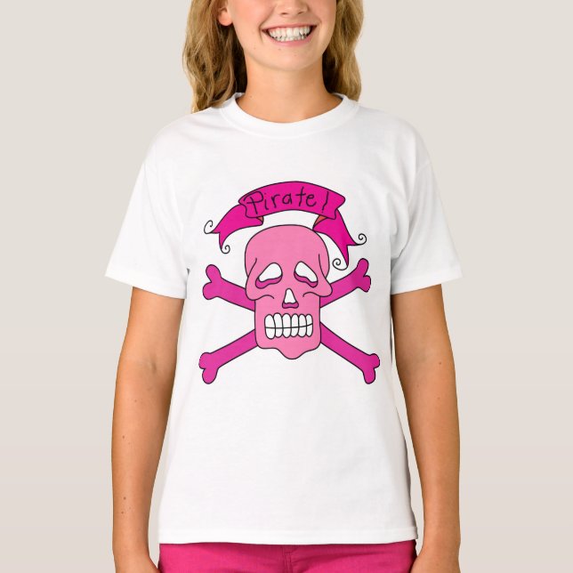 Rosa Skull och korsben T-shirts och gåvor (Framsida)