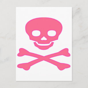 Rosa Skull och korsben Vykort