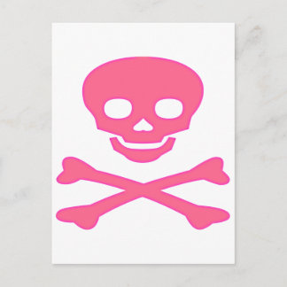 Rosa Skull och korsben Vykort