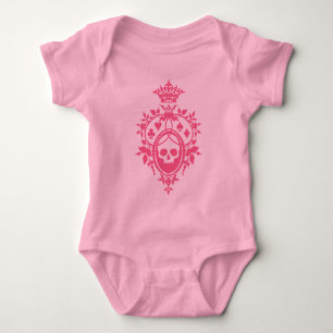 Rosa Skull och kort Kostym Vapensköld Baby Bodykos T Shirt