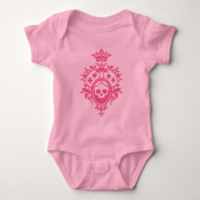 Rosa Skull och kort Kostym Vapensköld Baby Bodykos T Shirt (Framsida)