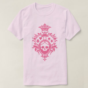 Rosa Skull och kort Kostym Vapensköld T-Shirt