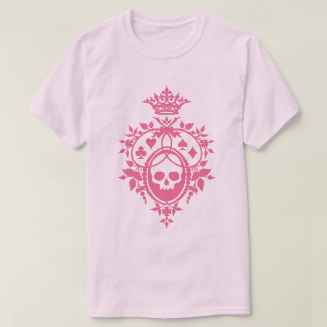 Rosa Skull och kort Kostym Vapensköld T-Shirt (Design framsida)