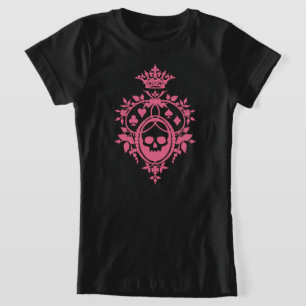 Rosa Skull och kort Kostym Vapensköld T-Shirt