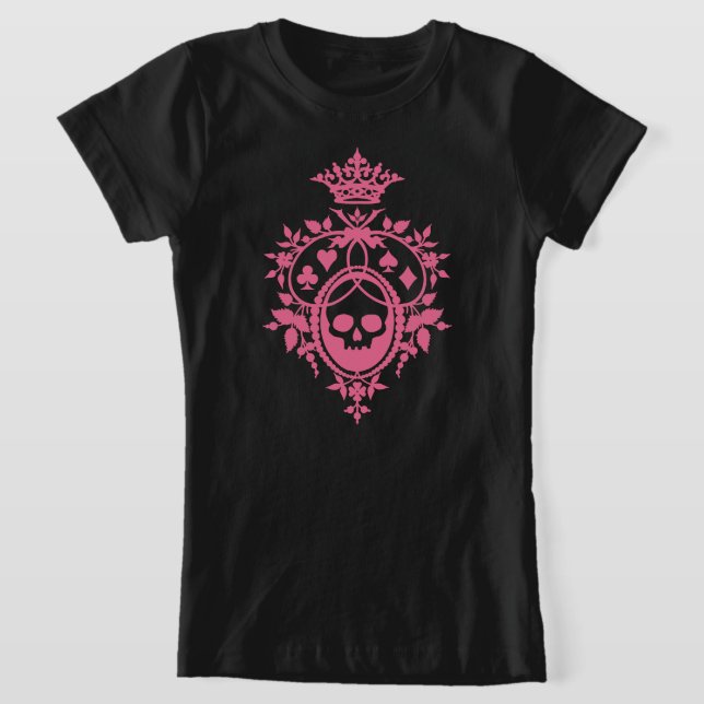 Rosa Skull och kort Kostym Vapensköld T-Shirt (Laydown)