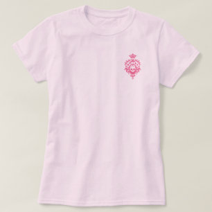 Rosa Skull och kort Kostym Vapensköld T-Shirt