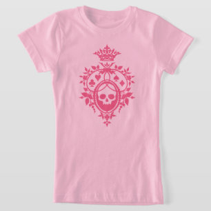 Rosa Skull och kort Kostym Vapensköld T-Shirt