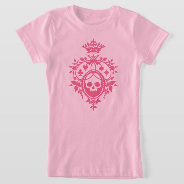 Rosa Skull och kort Kostym Vapensköld T-Shirt (Laydown)