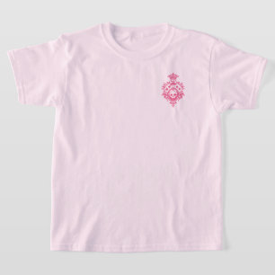 Rosa Skull och kort Kostym Vapensköld T-Shirt