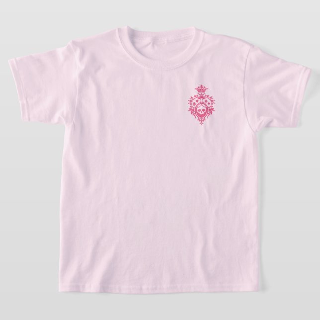 Rosa Skull och kort Kostym Vapensköld T-Shirt (Laydown)