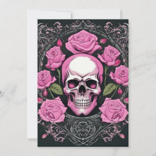 Rosa Skull och Ro Gothic Elegance Bröllop Inbjudningar