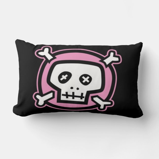 Rosa Skull Pillow Lumbarkudde (Framsida)