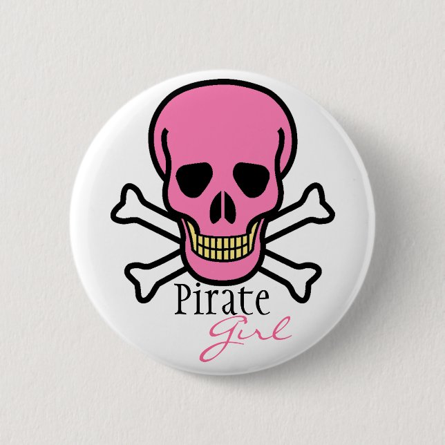 Rosa Skull Pirat Girl Knapp (Framsida)