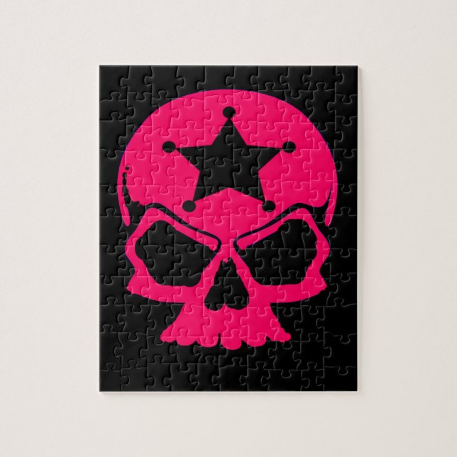 Rosa Skull (svart bakgrund) Pussel (Vertikal)