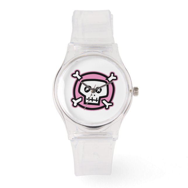 Rosa Skull Watch Armbandsur (Framsida)