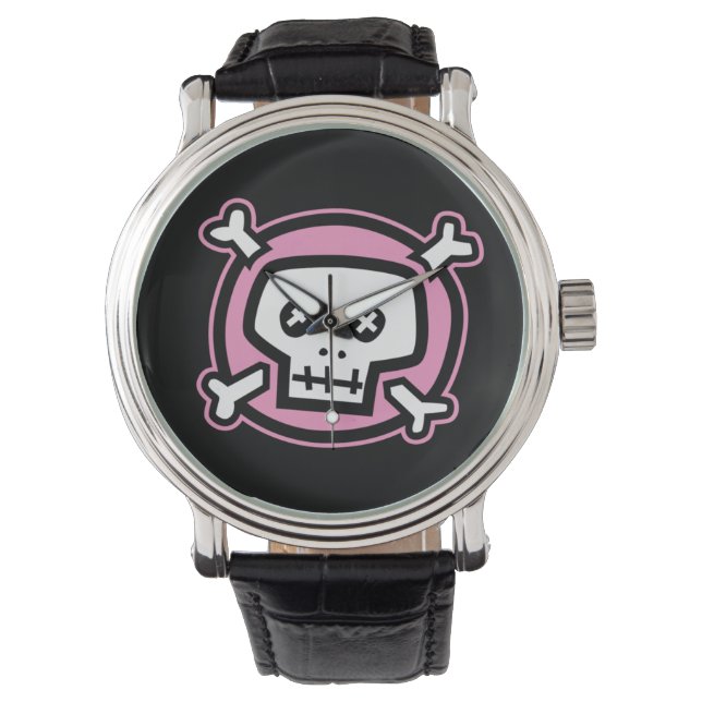 Rosa Skull Watch Armbandsur (Framsida)