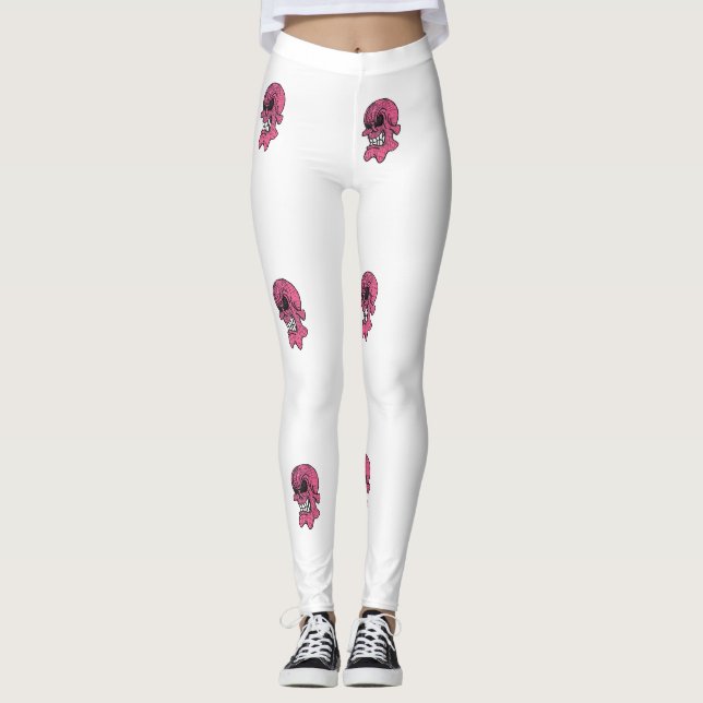 Rosa Skullbeningar Leggings (Framsida)