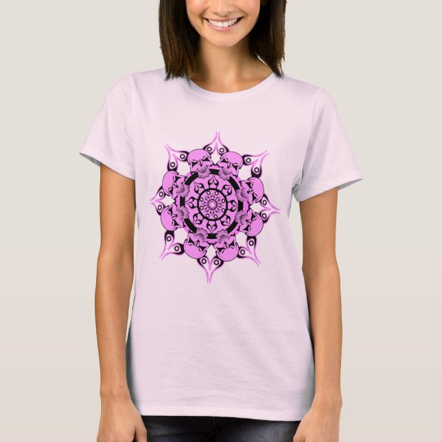 Rosa Skullcirkel Tee Shirt (Framsida)