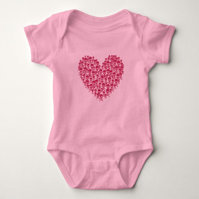 Rosa Skullhjärta T Shirt (Framsida)