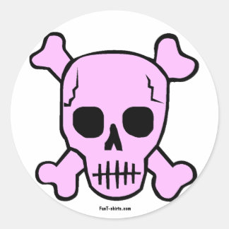 Rosa Skullklistermärken Runt Klistermärke