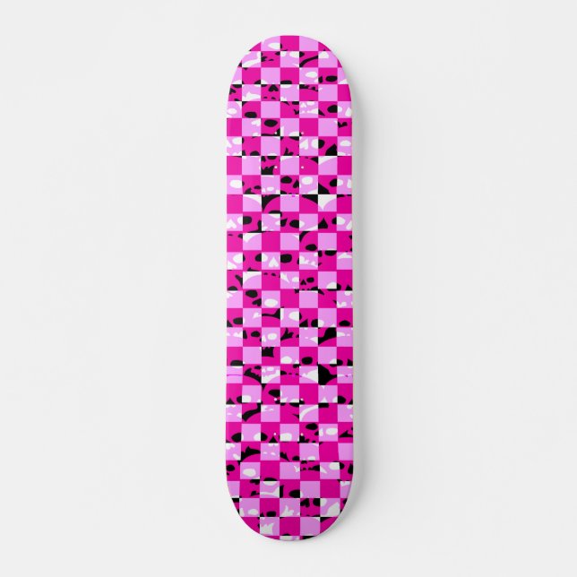 Rosa Skullkontrollpanel Mini Skateboard Bräda 18,7 Cm (Framsida)