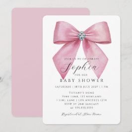Rosa släde tjej baby shower inbjudningar