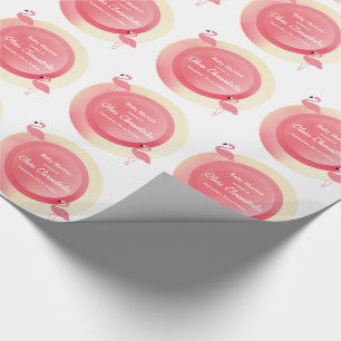 Rosa slående in papper för Flamingobaby shower Presentpapper