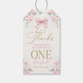 Rosa släglilja 1-års födelsedagspresent till flick presentetikett