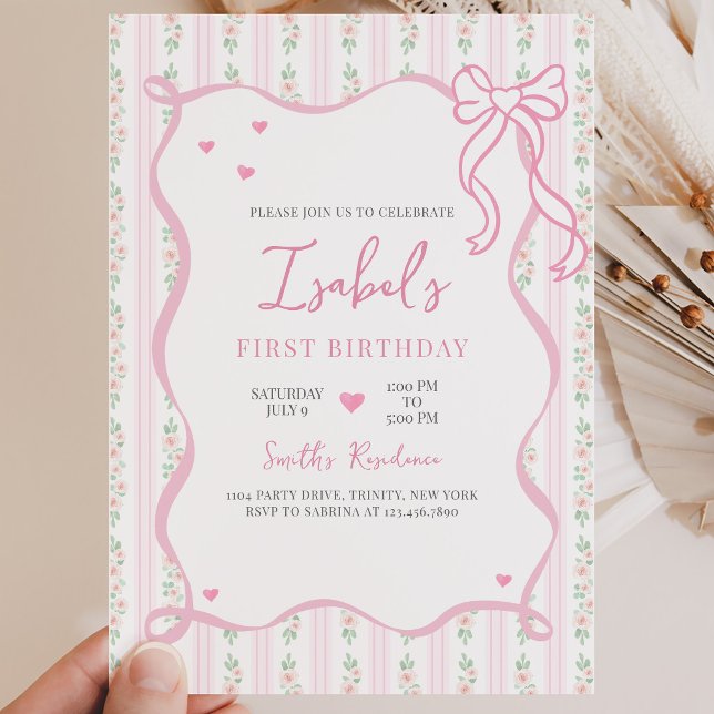 Rosa släkt födelsedag inbjudningar (Skapare uppladdad)