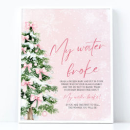 Rosa släp julgran Min vatten brast Bebis badrumsfe Poster