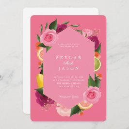 Rosa Slår Fruktig av vattenfärgen Citrus Blommigt  Inbjudningar