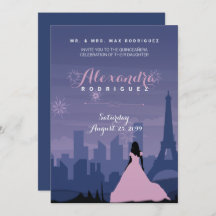 Rosa & Slate Blue Paris Fireworks Quinceañera