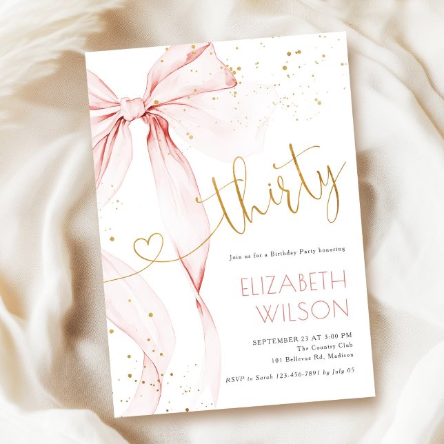 Rosa slätings 30-års födelsedagsinbjudan inbjudningar (Skapare uppladdad)