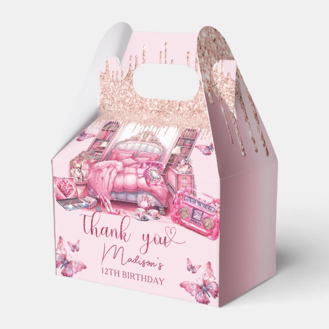 Rosa Sleepover Girl Birthday Personlig Presentaskar (Framsidan Sidan)