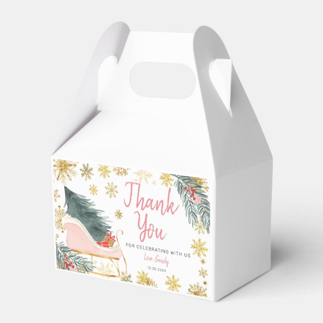 Rosa Sleigh Baby Shower Little Bundle Joy Presentaskar (Framsidan Sidan)